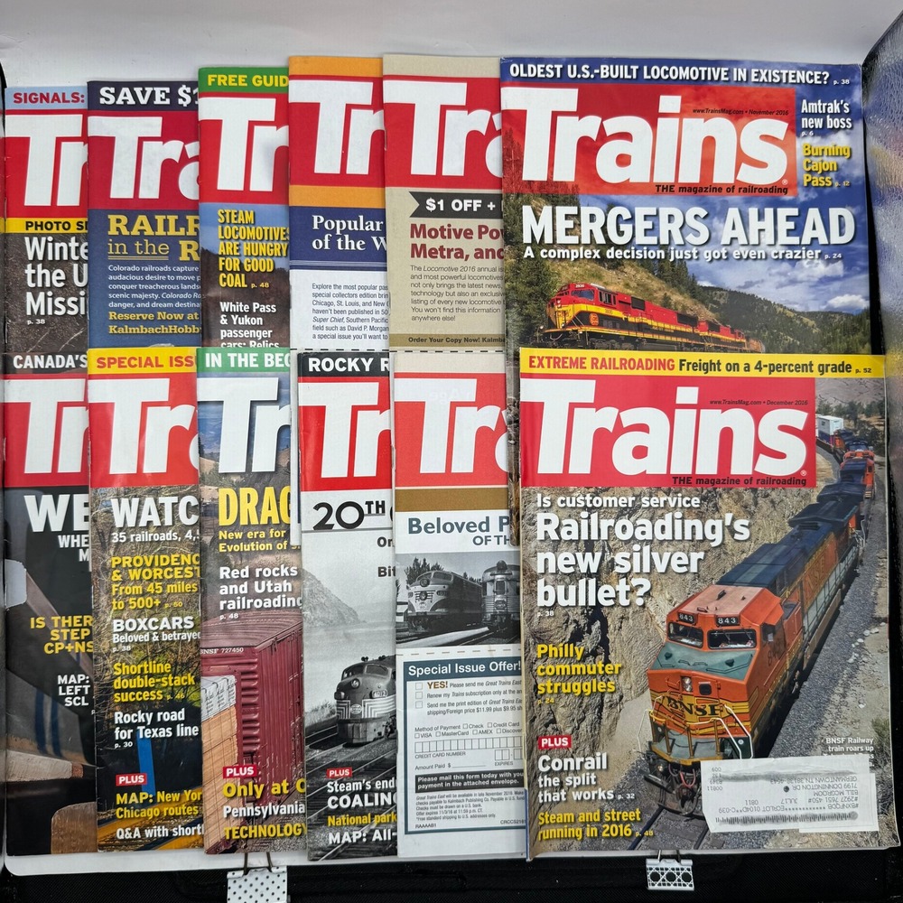 Trains Magazine Full Year 2016 Lot 12 Issues Railroading History Locomotive Rail